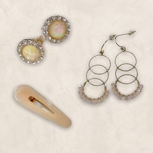 Halo Druzy Crystal Studs Circle Drop Crystal Dangle Earrings Acrylic Clip Set